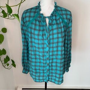 Sundance Highland Heather Plaid Top Size M